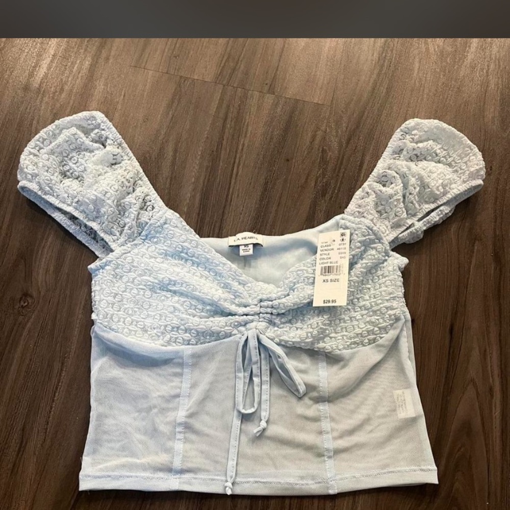 PacSun Light Blue Textured Crop Top